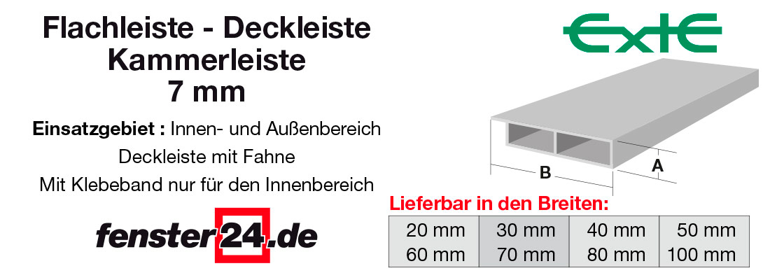 Flachleiste- Deckleiste- Kammerleiste 7 mm