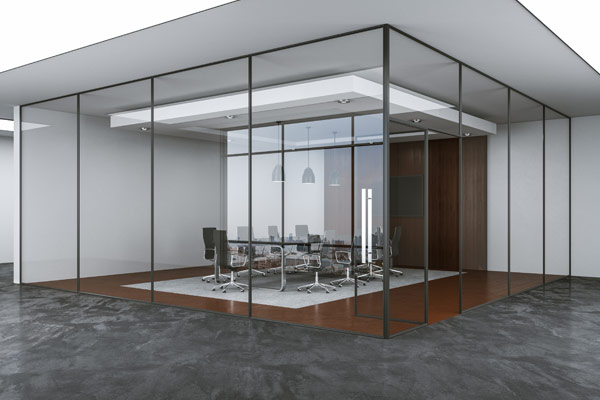 Einfachverglasung zur Trennung von Büroräumen