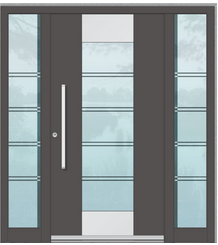 Haustür mit zwei Seitenteilen und Klarglas